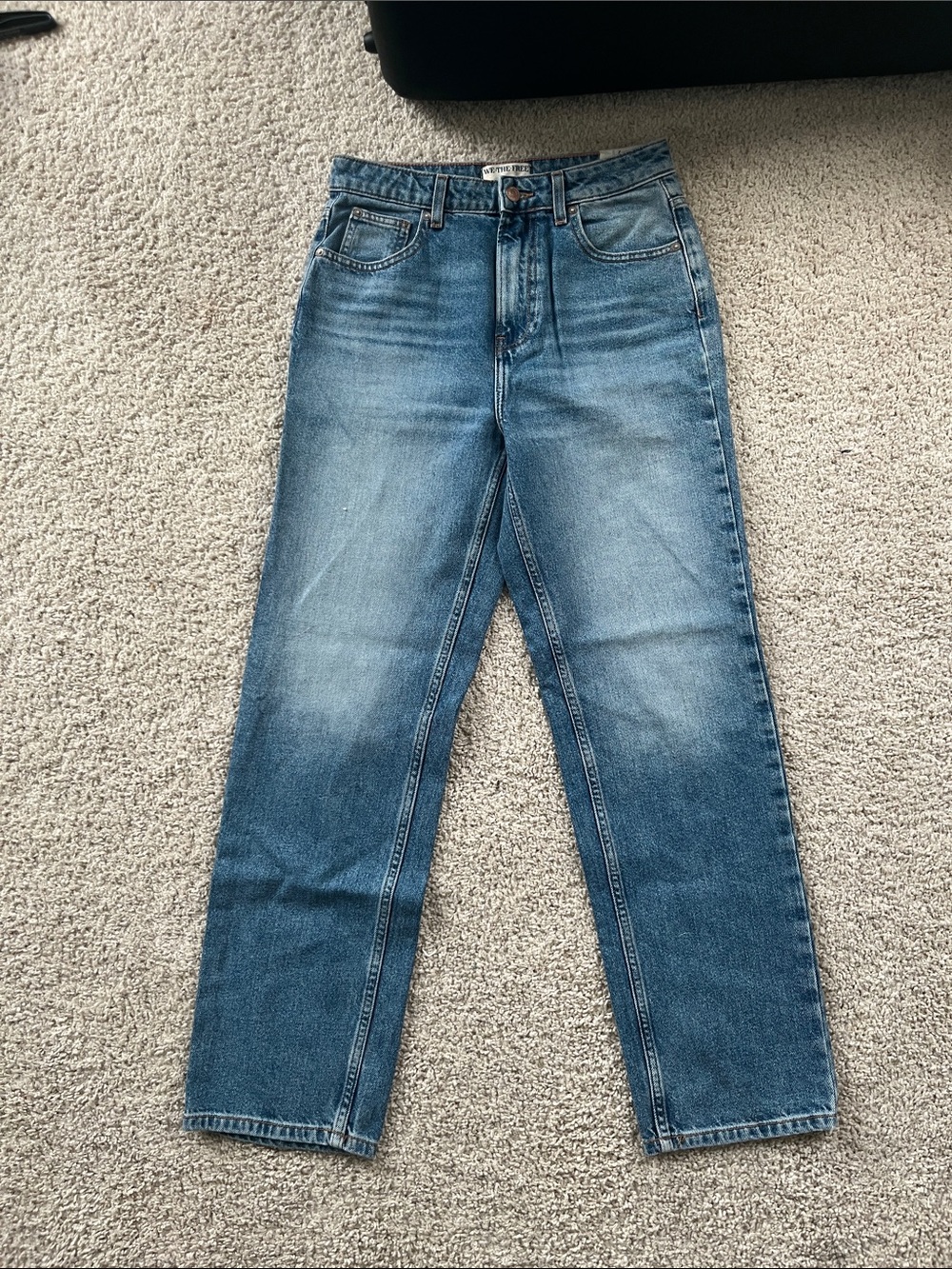 Free People Vintage Wash Straight-Leg Jeans — Blue Denim